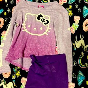 Hello Kitty long sleeve top with purple witch tights so spooktacular 💟